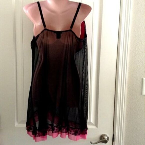 Per Lei Pink Black Babydoll Chemise Built in Bra Size 3XL - Picture 3 of 4